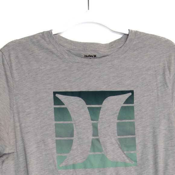 Hurley Mens Gray Short Sleeve T-Shirt With Green Logo Design M - Picture 5 of 10